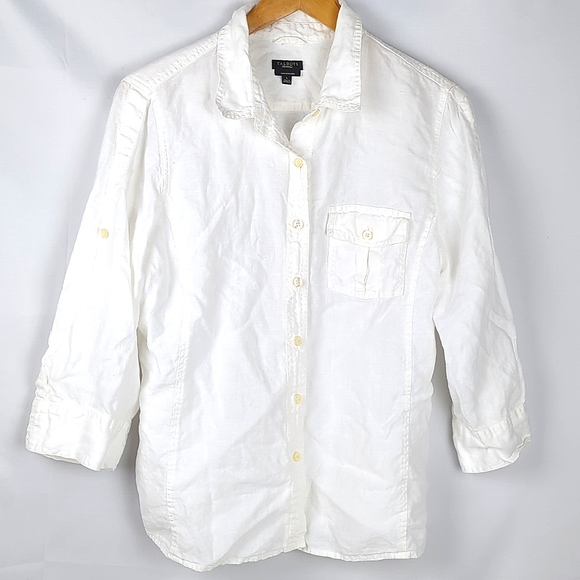 Talbots Tops - TALBOTS Women's White Pure Irish Linen Button Down Shirt Size Large